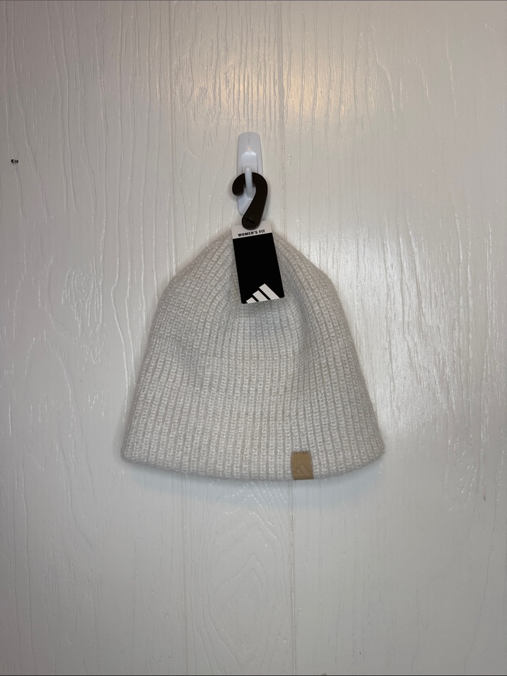 adidas Ribbed Knit Beanie Hat - Cream/Light Tan Tag